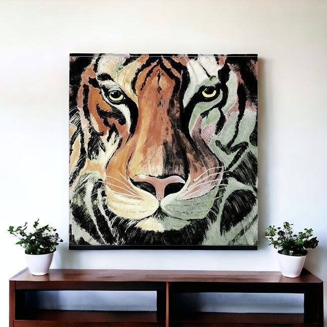 Staring Tiger Portrait Unframed Print Wall Art