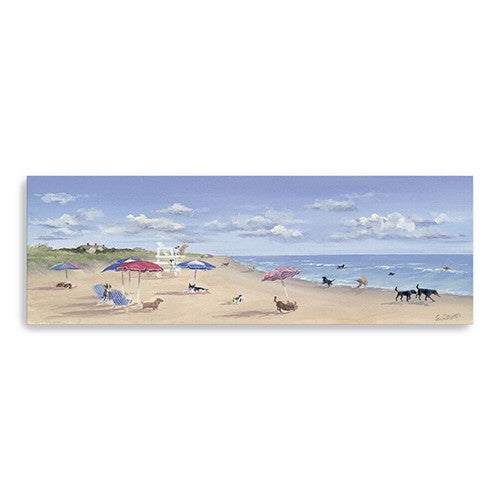 10" X 30" Dogs Rule the Beach Canvas Unframed Wall Art