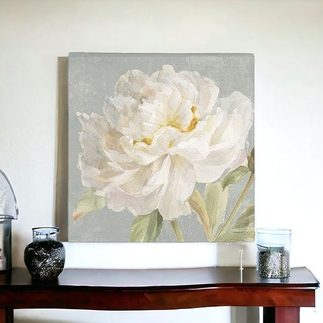 Angelic White Peony Flower Unframed Print Wall Art