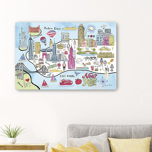 Fun Illustrated Nyc Map Unframed Print Wall Art