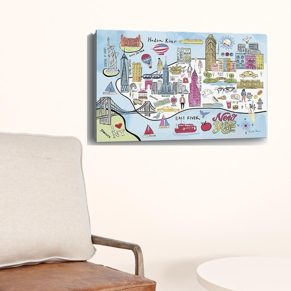 Fun Illustrated Nyc Map Unframed Print Wall Art