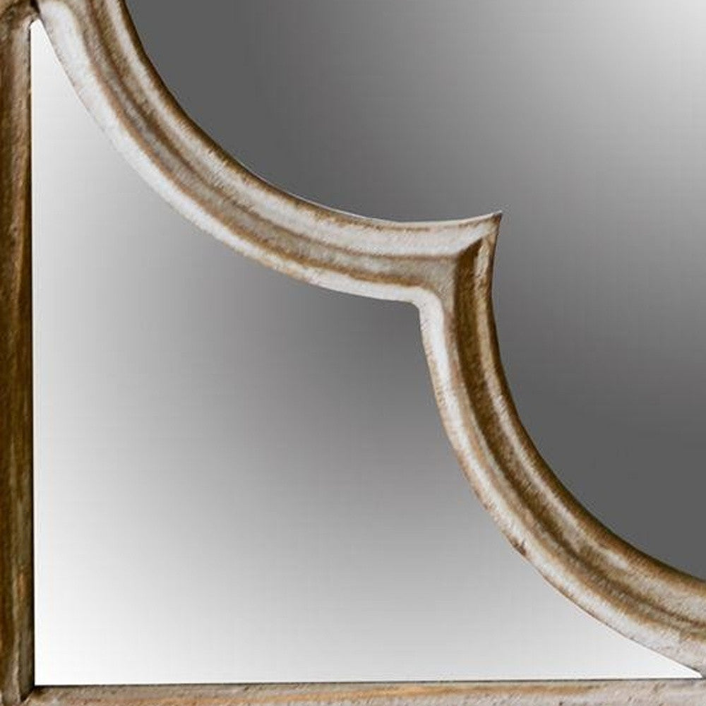 10" Natural Brown With Whitewash Square Wall Mounted Accent Mirror