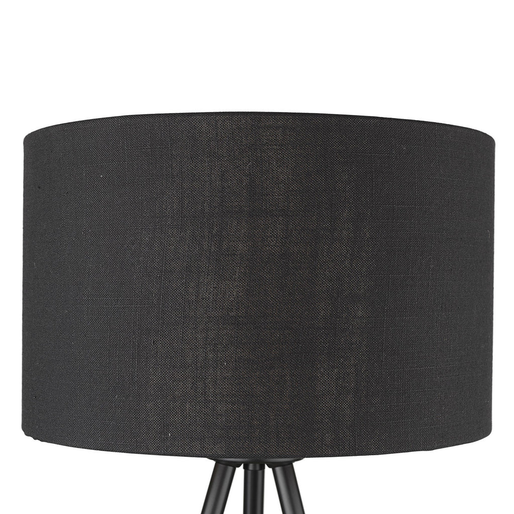 22" Black Metal Tripod Table Lamp With Black Drum Shade