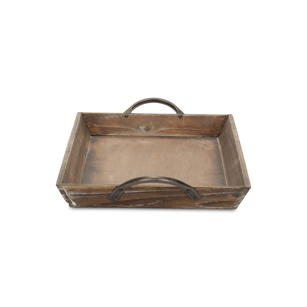 19" Brown Aluminum Indoor Outdoor Tray With Handles