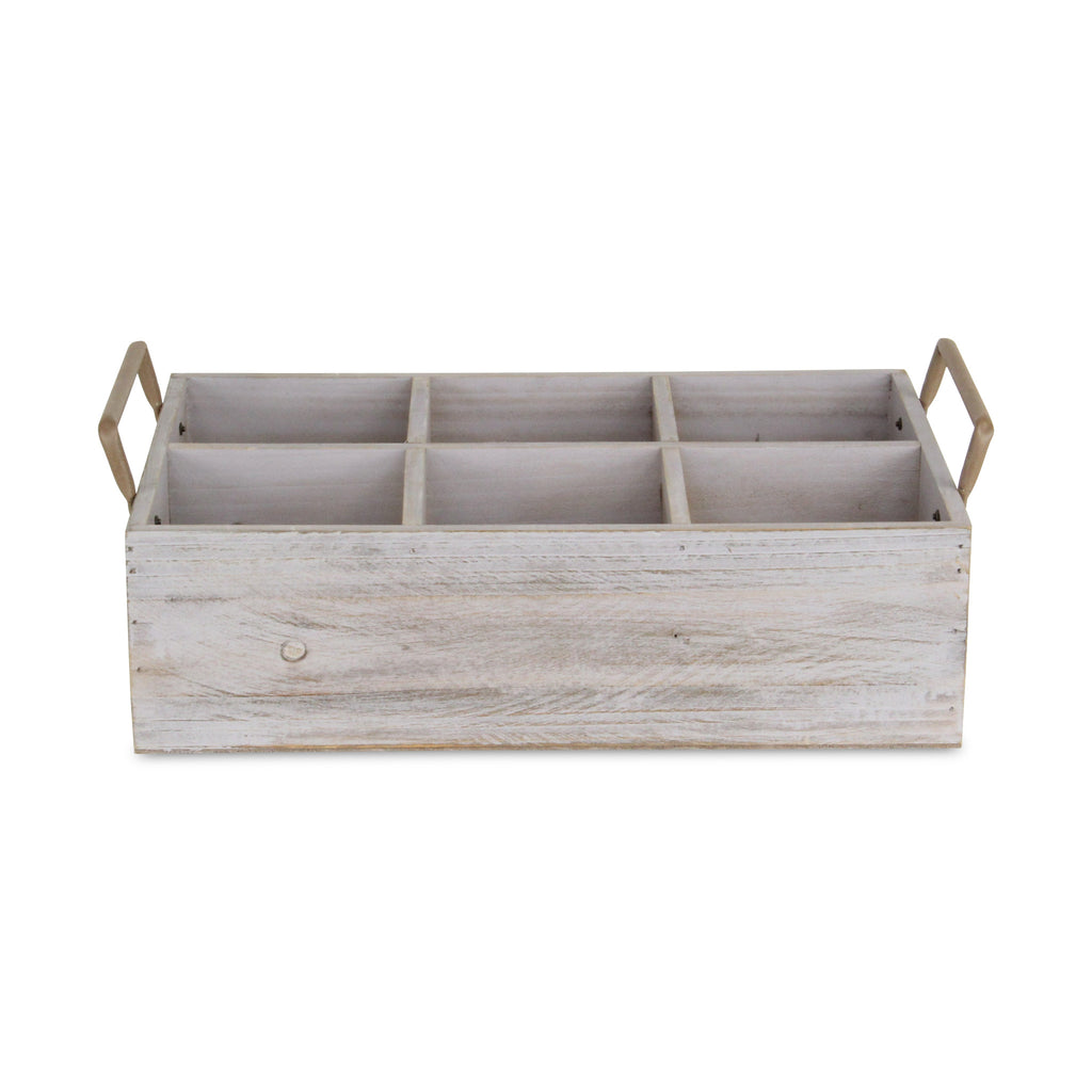 Gray Brown Rustic Six Slot Wooden Caddy