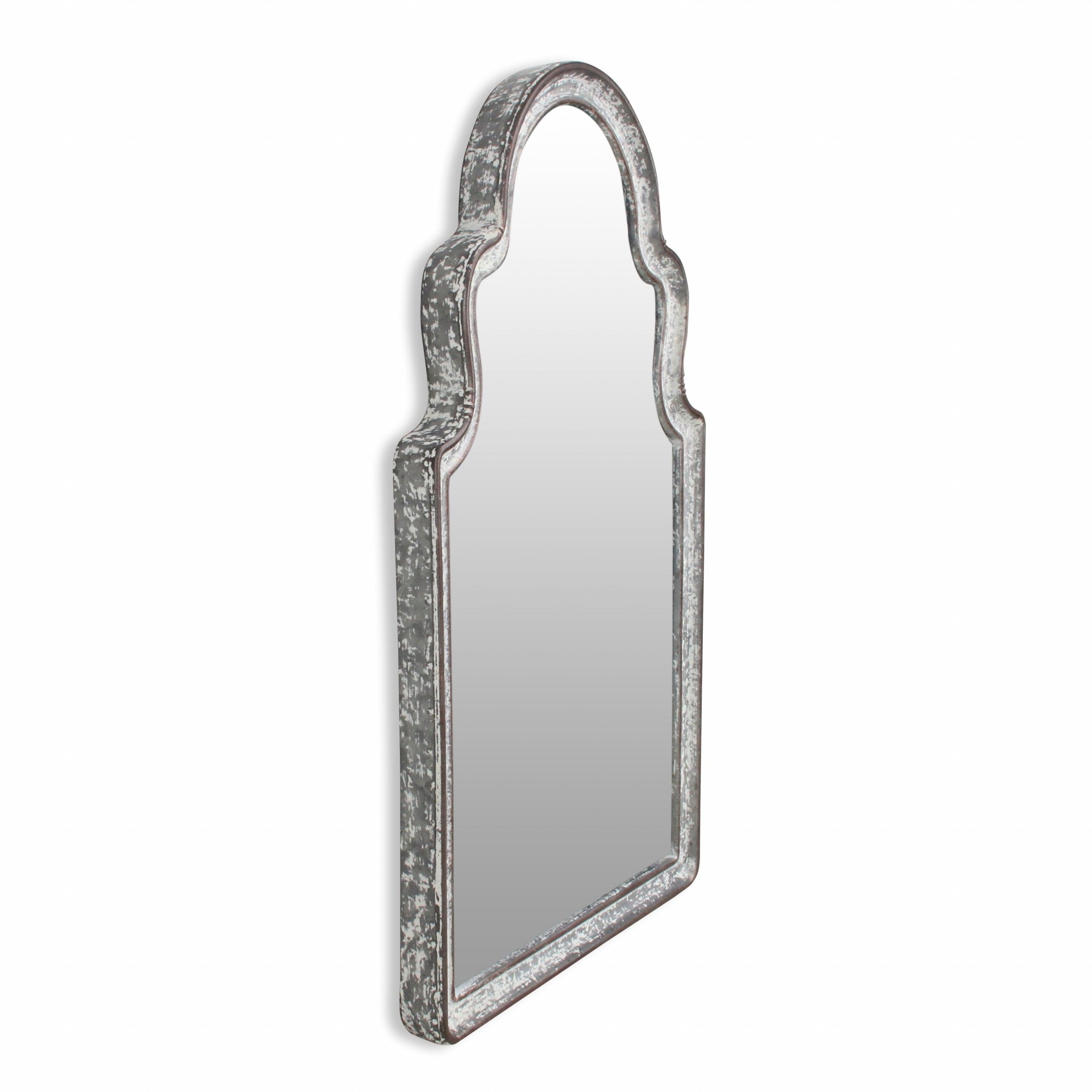 24" Gray Abstract Metal Framed Accent Mirror