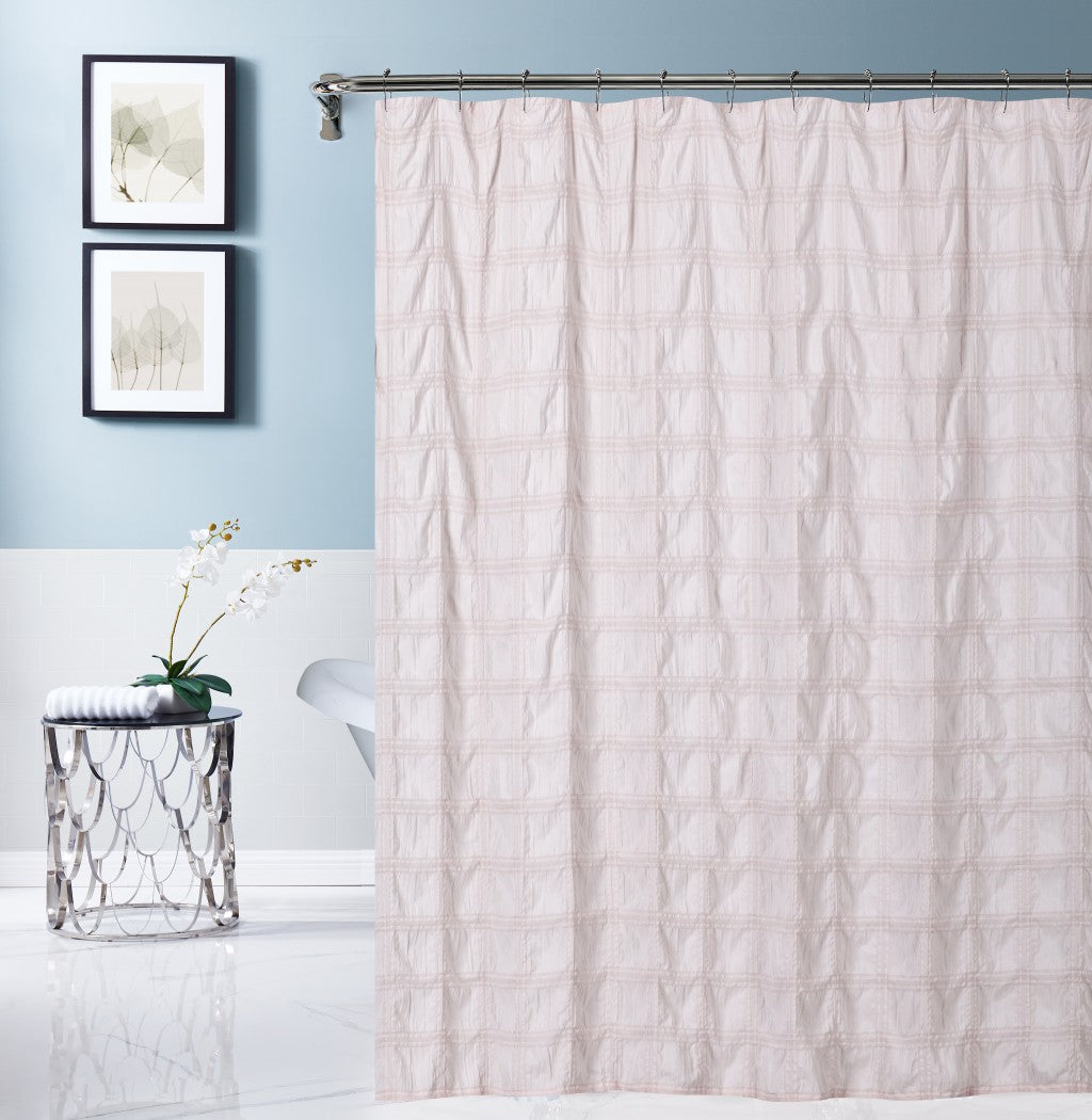 LuxxHomes  Pale Pink Modern Striped Crinkle Shower Curtain