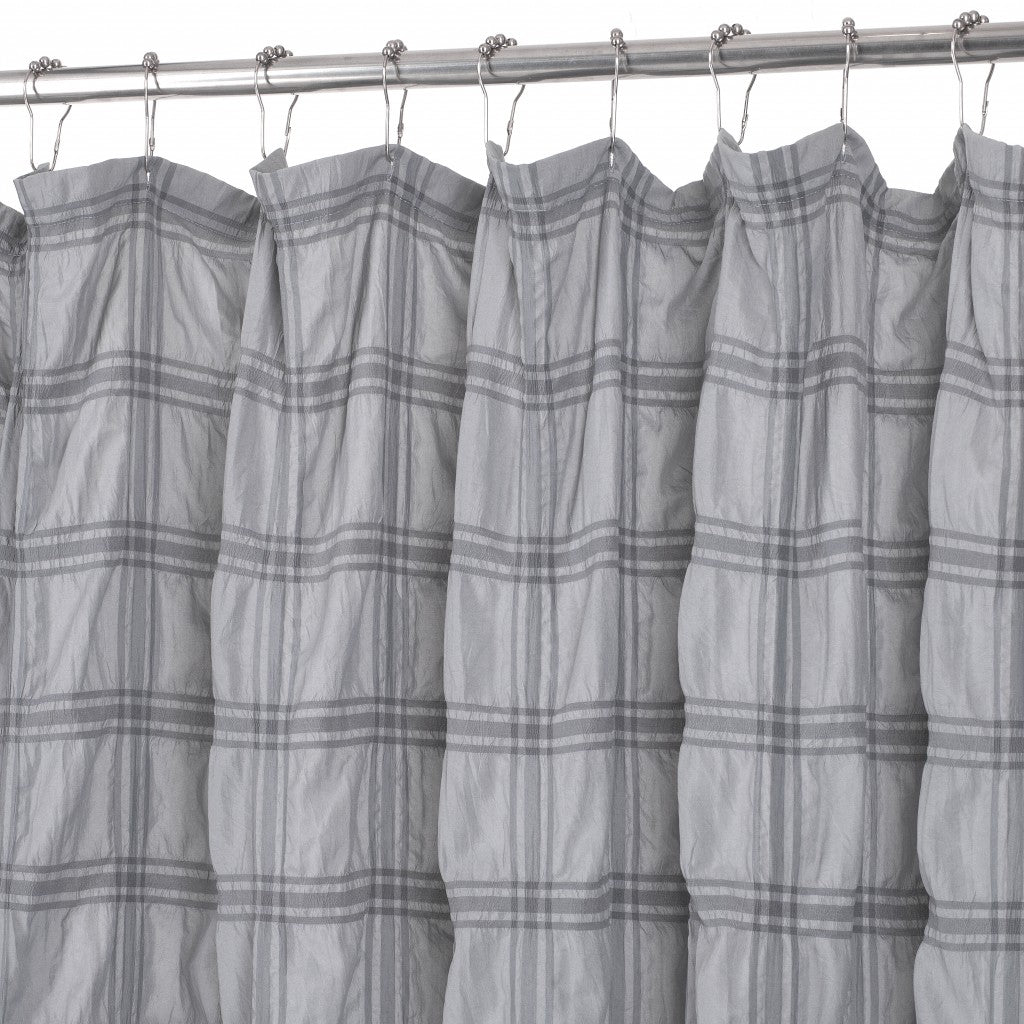 LuxxHomes  Gray Modern Striped Crinkle Shower Curtain