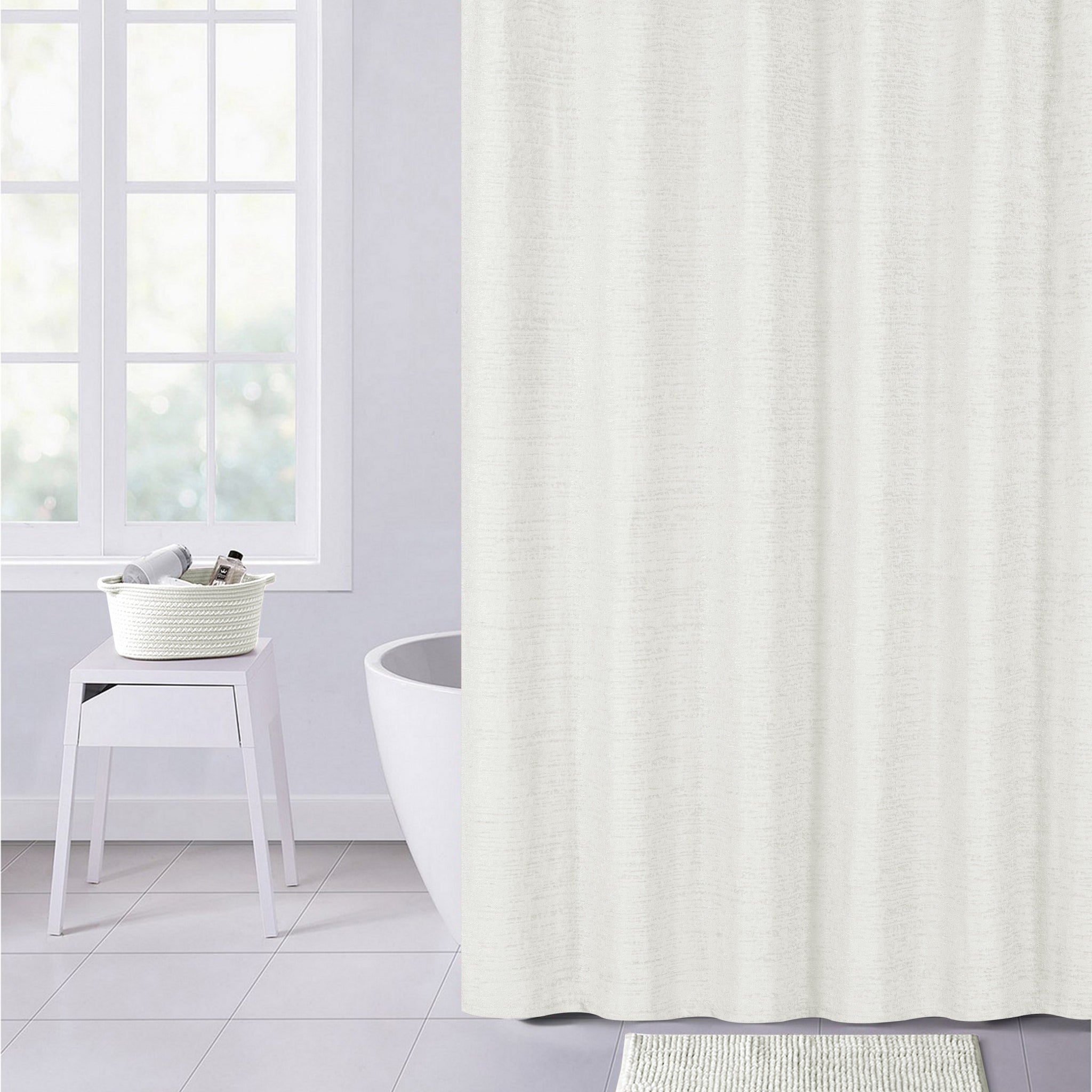 Pearl White Soft Textured Shower Curtain