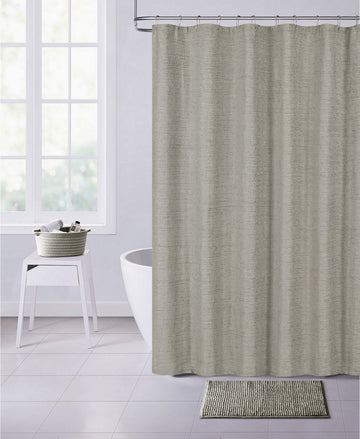 LuxxHomes  Silver Soft Textured Shower Curtain