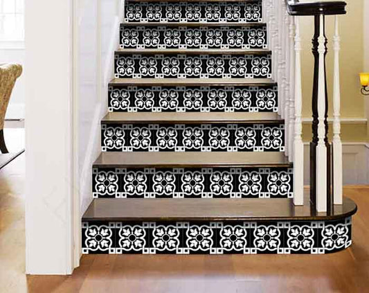 LuxxHomes  4" X 4" Black and White Stark Peel and Stick Removable Tiles