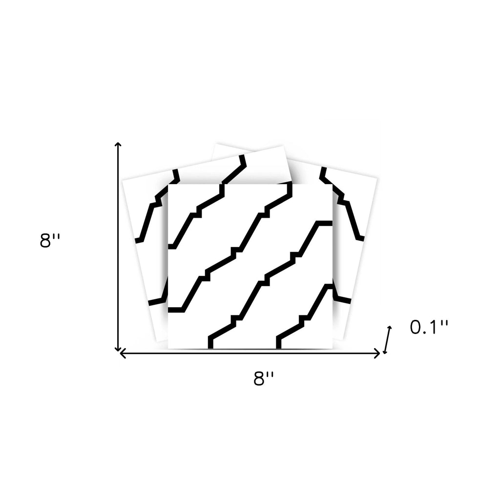6" X 6" Black and White XL Prism Peel and Stick Removable Tiles