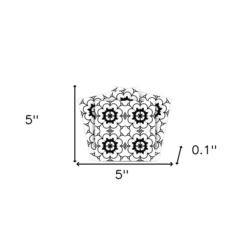 LuxxHomes  4" X 4" Black and White Gerber Peel and Stick Removable Tiles