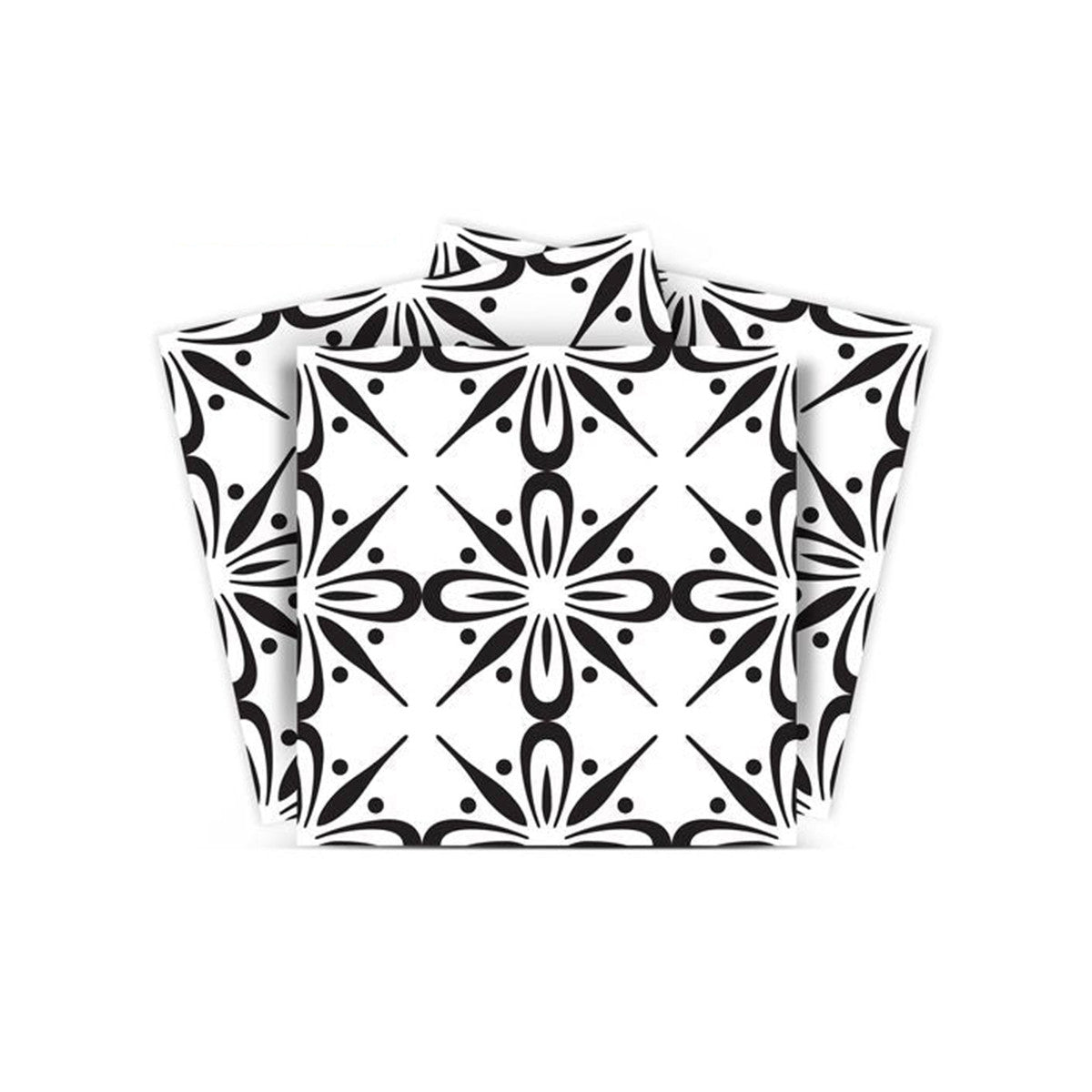 LuxxHomes  4" X 4" Black and White Quattra Peel and Stick Removable Tiles