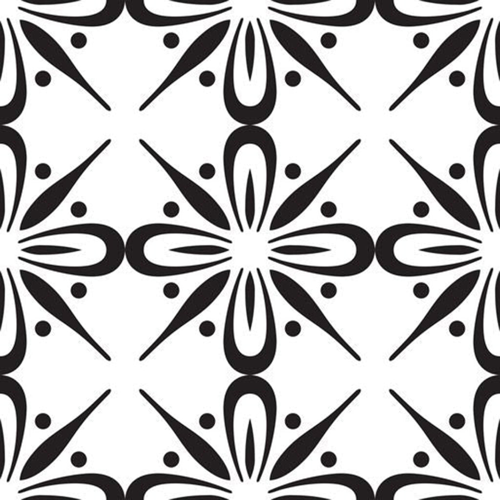 LuxxHomes  4" X 4" Black and White Quattra Peel and Stick Removable Tiles