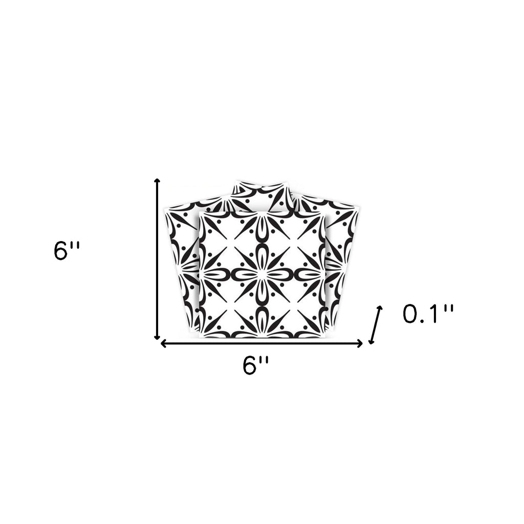 LuxxHomes  4" X 4" Black and White Quattra Peel and Stick Removable Tiles