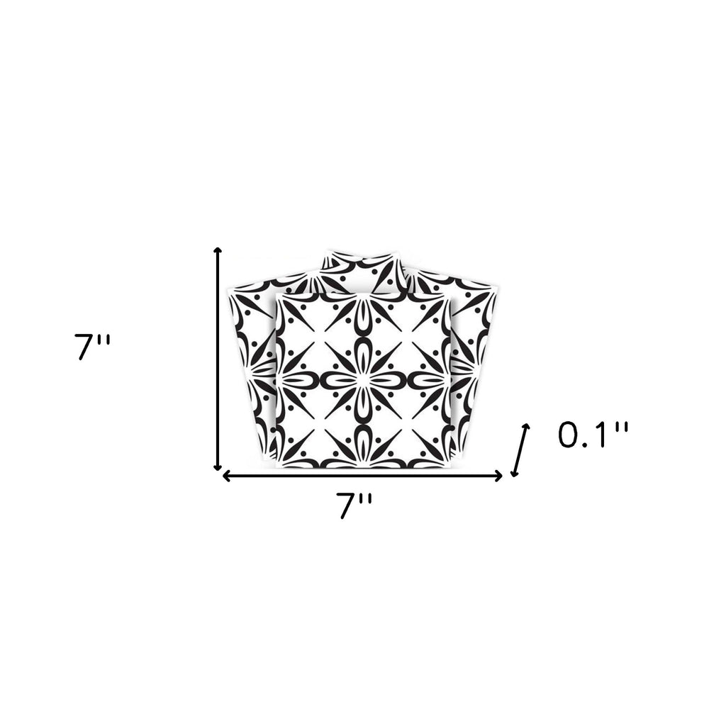 LuxxHomes  4" X 4" Black and White Quattra Peel and Stick Removable Tiles