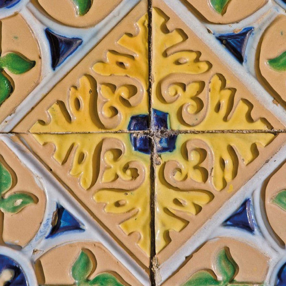 8" X 8" Yellow Blue Provence Peel and Stick Removable Tiles