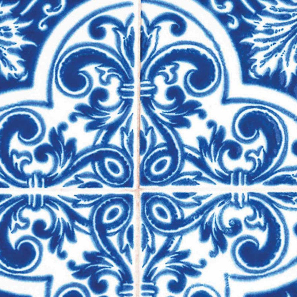 LuxxHomes  4" X 4" Blue and White Cross Peel And Stick Tiles