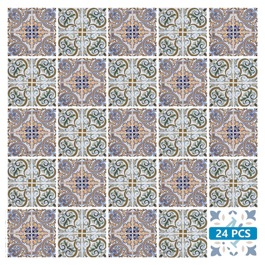 LuxxHomes  4" X 4" Blue Mia Peel And Stick Removable Tiles