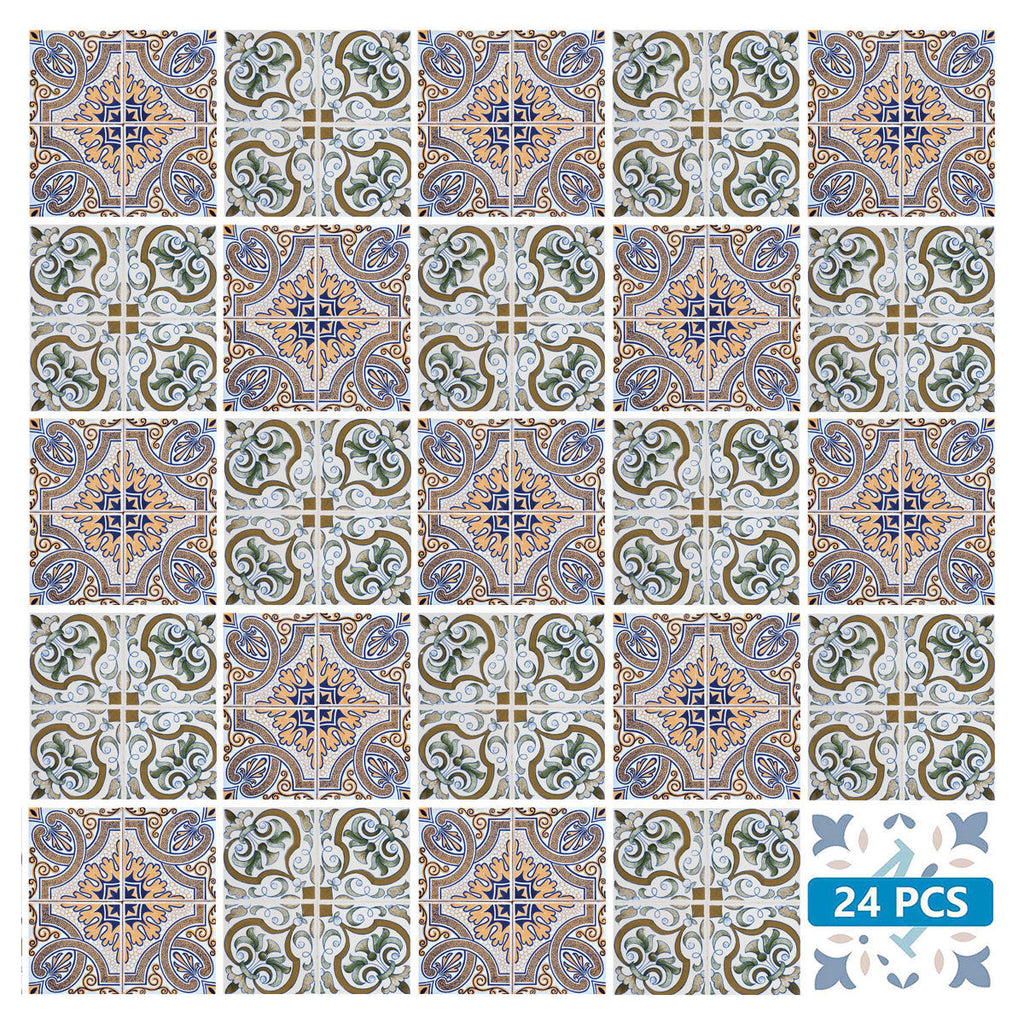 LuxxHomes  4" X 4" Blue Mia Peel And Stick Removable Tiles