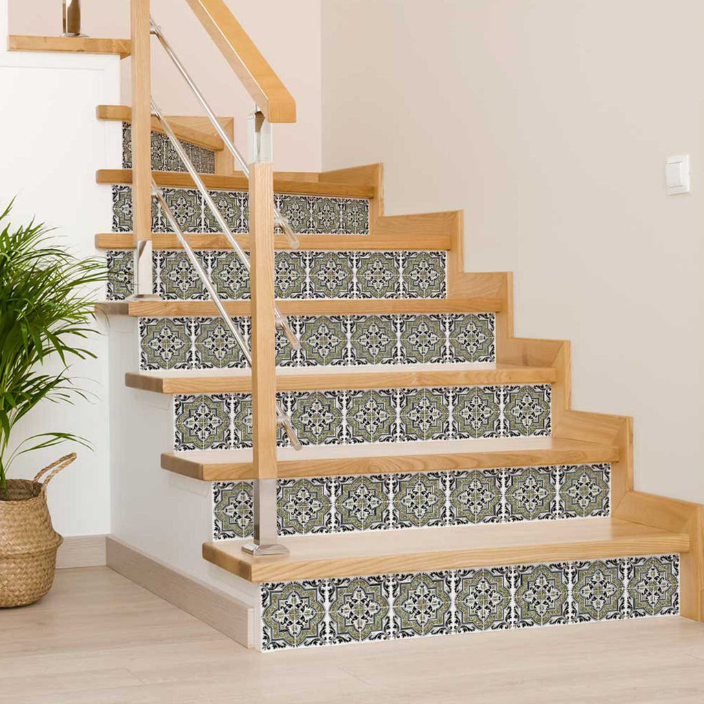 LuxxHomes  4" X 4" Vintage Aegean Removable Peel And Stick Tiles