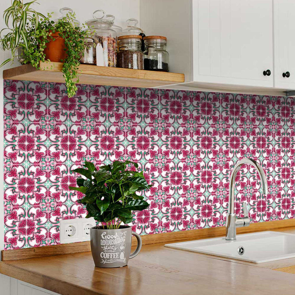 4" X 4" Rosa Pink Lea Removable Peel And Stick Tiles