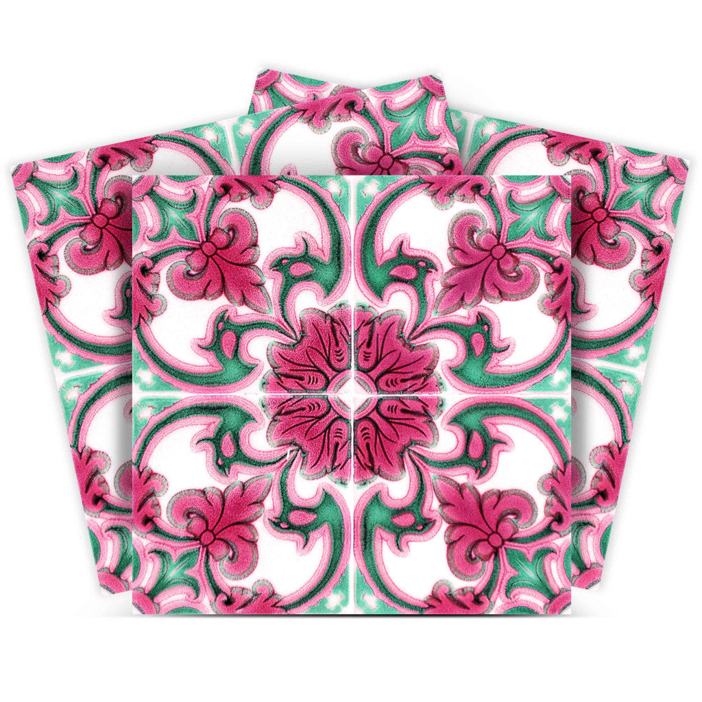 4" X 4" Rosa Pink Lea Removable Peel And Stick Tiles