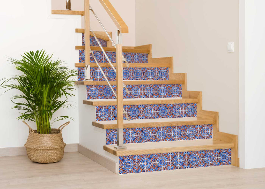 LuxxHomes  4" X 4" Blue Rust Zio Removable Peel And Stick Tiles