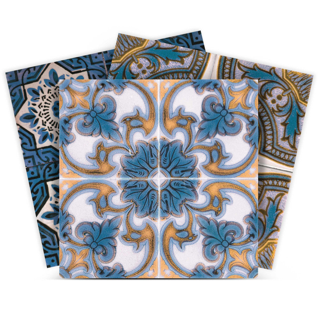 LuxxHomes  4" X 4" Agean Linda Removable Peel And Stick Tiles