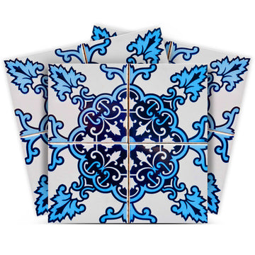 LuxxHomes  4" X 4" Blue Nelly Removable Peel And Stick Tiles