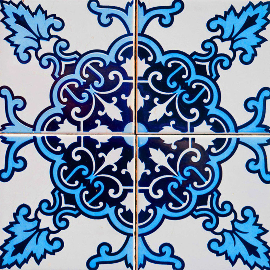 LuxxHomes  4" X 4" Blue Nelly Removable Peel And Stick Tiles