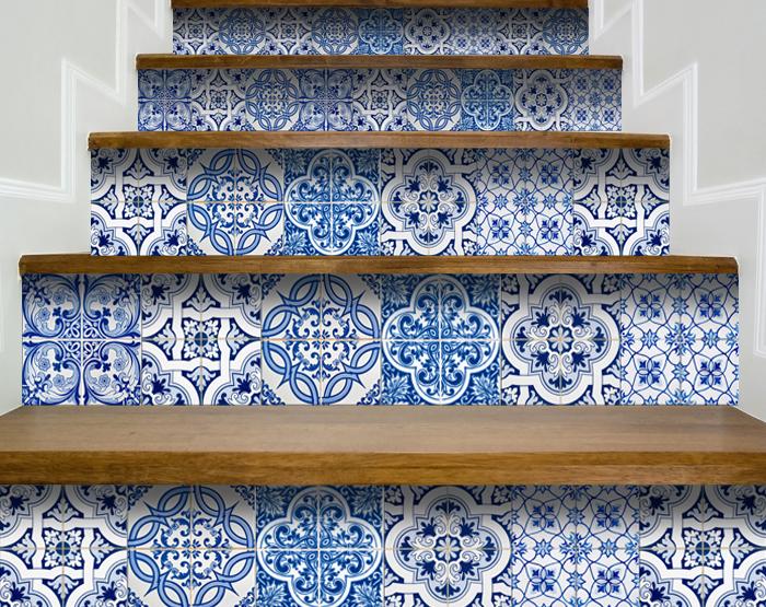 LuxxHomes  4" X 4" Bluebell Lina Removable Peel And Stick Tiles