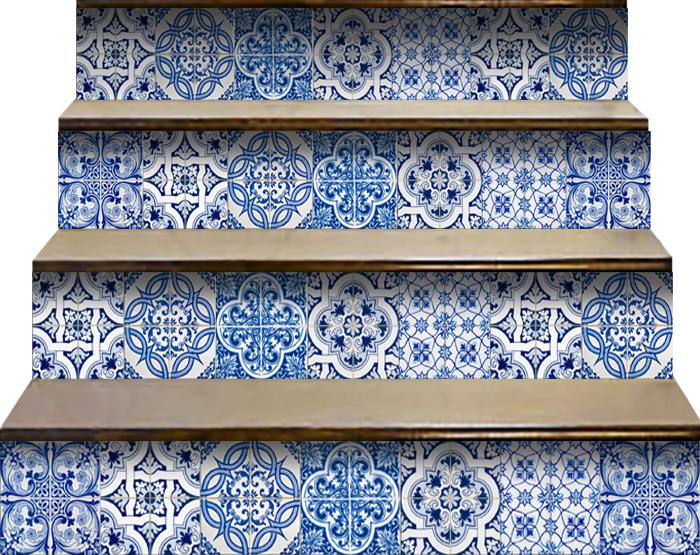 LuxxHomes  4" X 4" Bluebell Lina Removable Peel And Stick Tiles