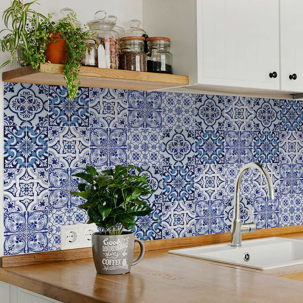 7" X 7" Azul Multi Mosaic Peel and Stick Tiles