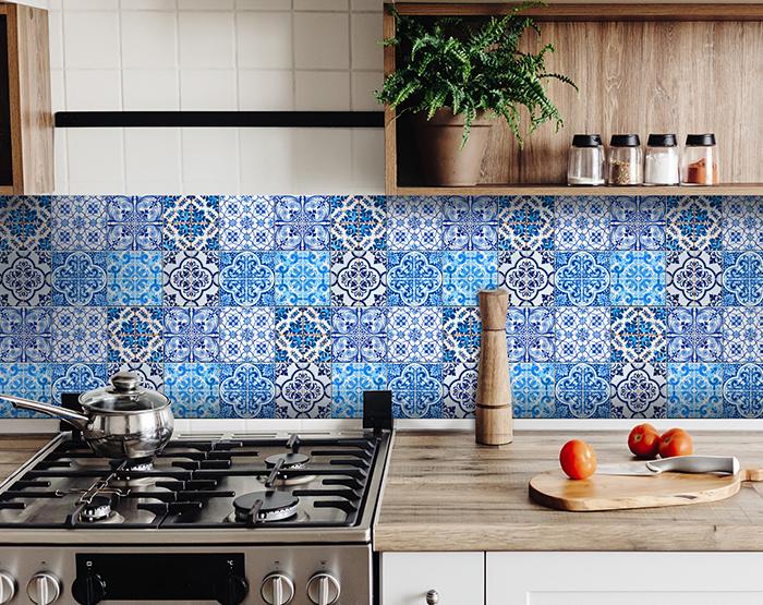 LuxxHomes  4" X 4" Azul Gianna Peel And Stick Tiles