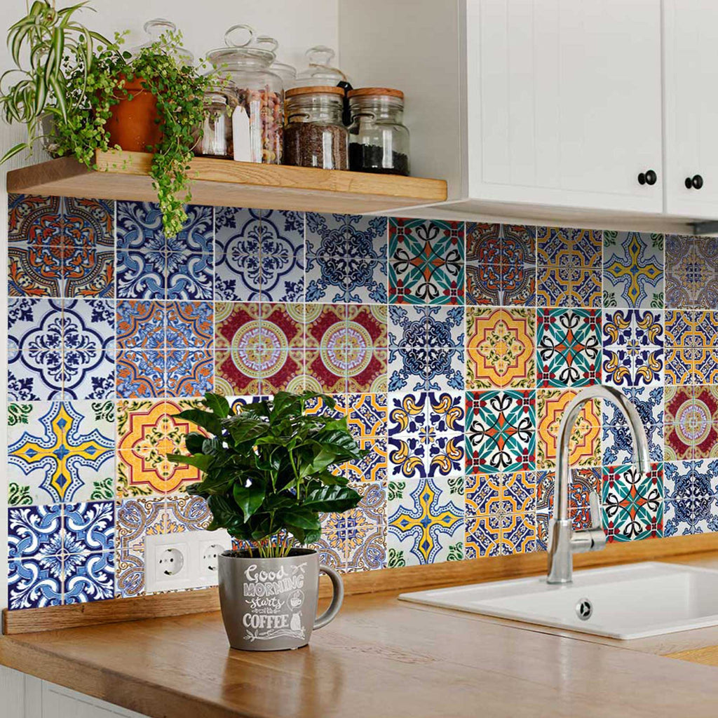 LuxxHomes  4" X 4" Addina Mutli Mosaic Peel And Stick Tiles