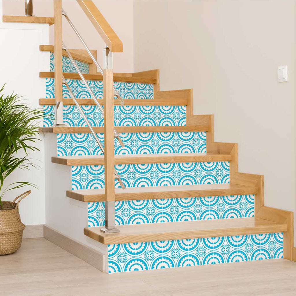 LuxxHomes  4" X 4" Aqua Gerber Removable Peel And Stick Tiles