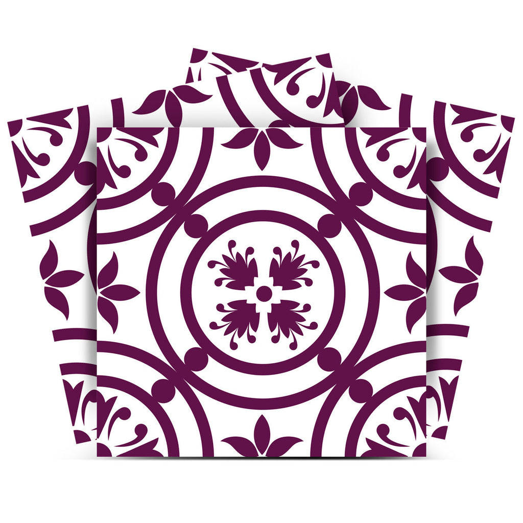 LuxxHomes  4" X 4" Merlot Lisa Removable Peel And Stick Tiles