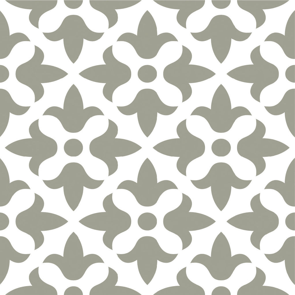 LuxxHomes  4" X 4" Sage Gray Fleur Removable Peel And Stick Tiles