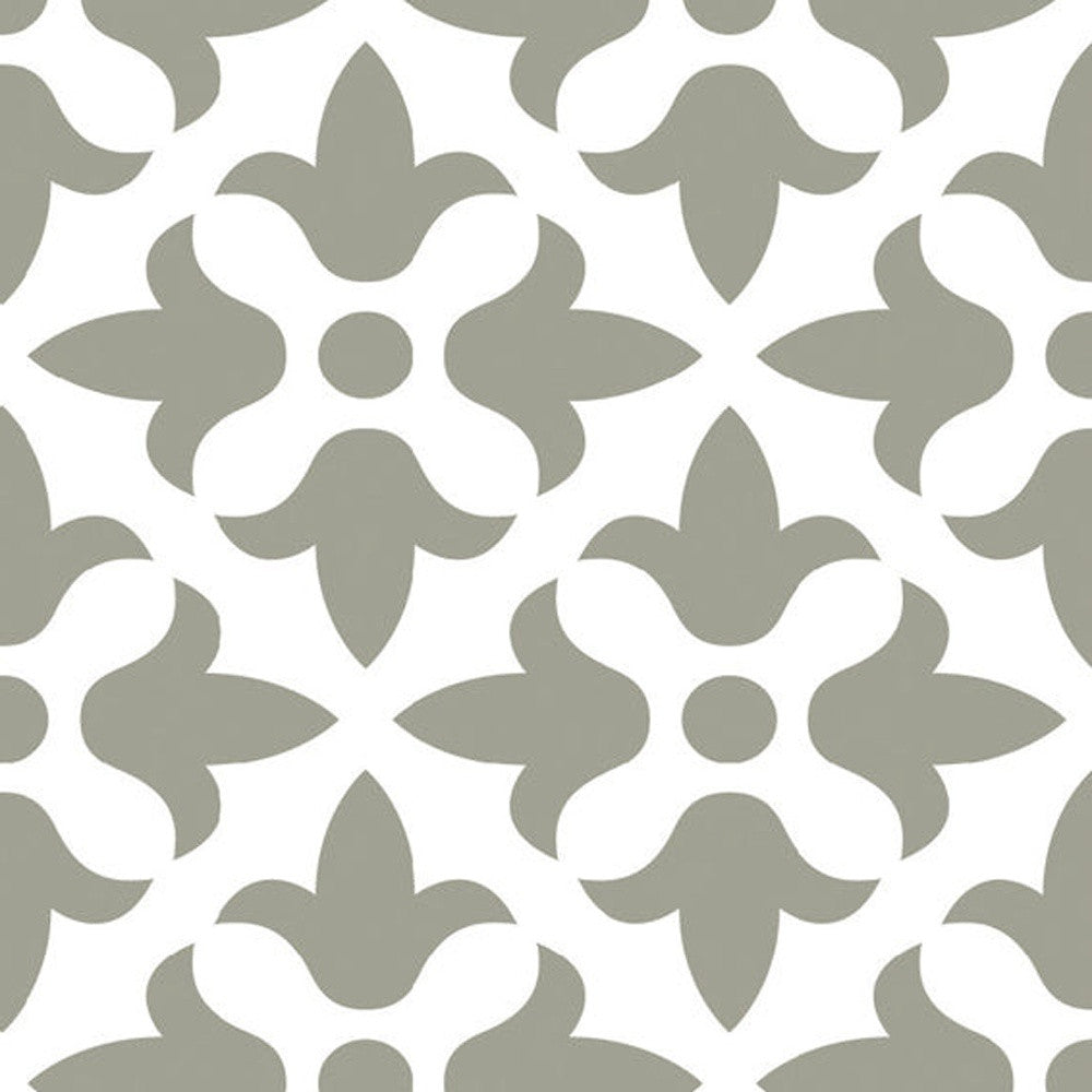 LuxxHomes  4" X 4" Sage Gray Fleur Removable Peel And Stick Tiles