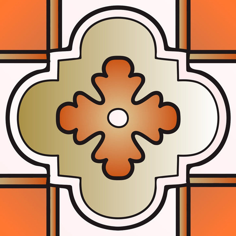 LuxxHomes  4" x 4" Retro Orange Mosaic Peel and Stick Removable Tiles