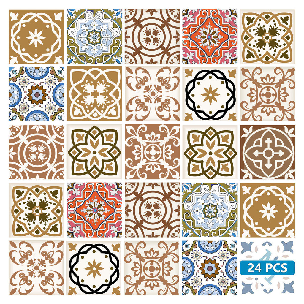 LuxxHomes  4" x 4" Snickerdoodle Mosaic Pop Peel and Stick Removable Tiles