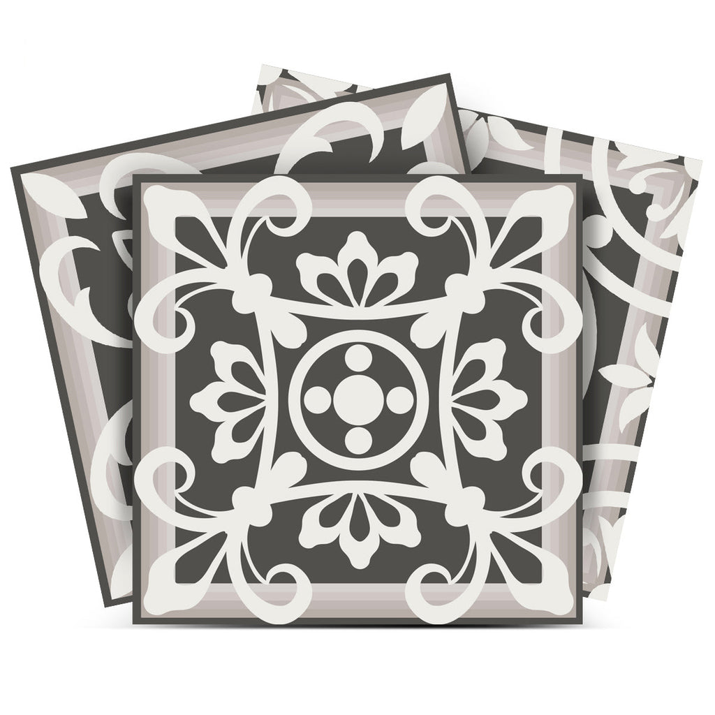 4" x 4" Wood Brown and White Mosaic Peel and Stick Removable Tiles