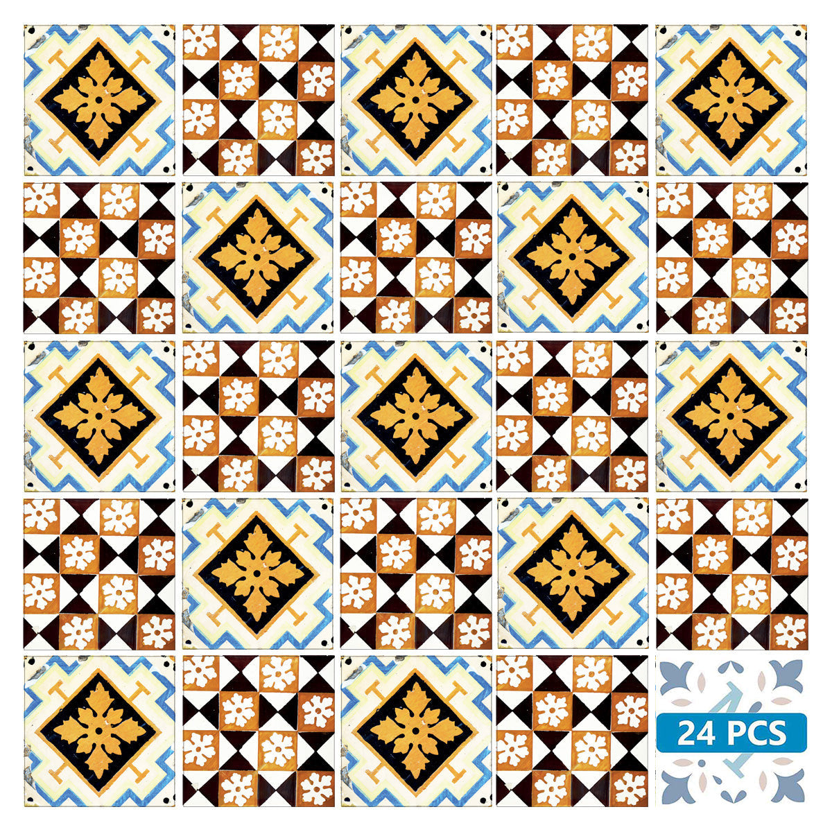 LuxxHomes  4" x 4" Snowflake and Diamond Peel and Stick Removable Tiles