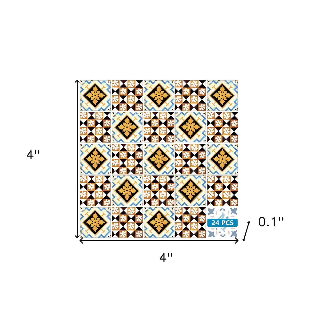 LuxxHomes  4" x 4" Snowflake and Diamond Peel and Stick Removable Tiles