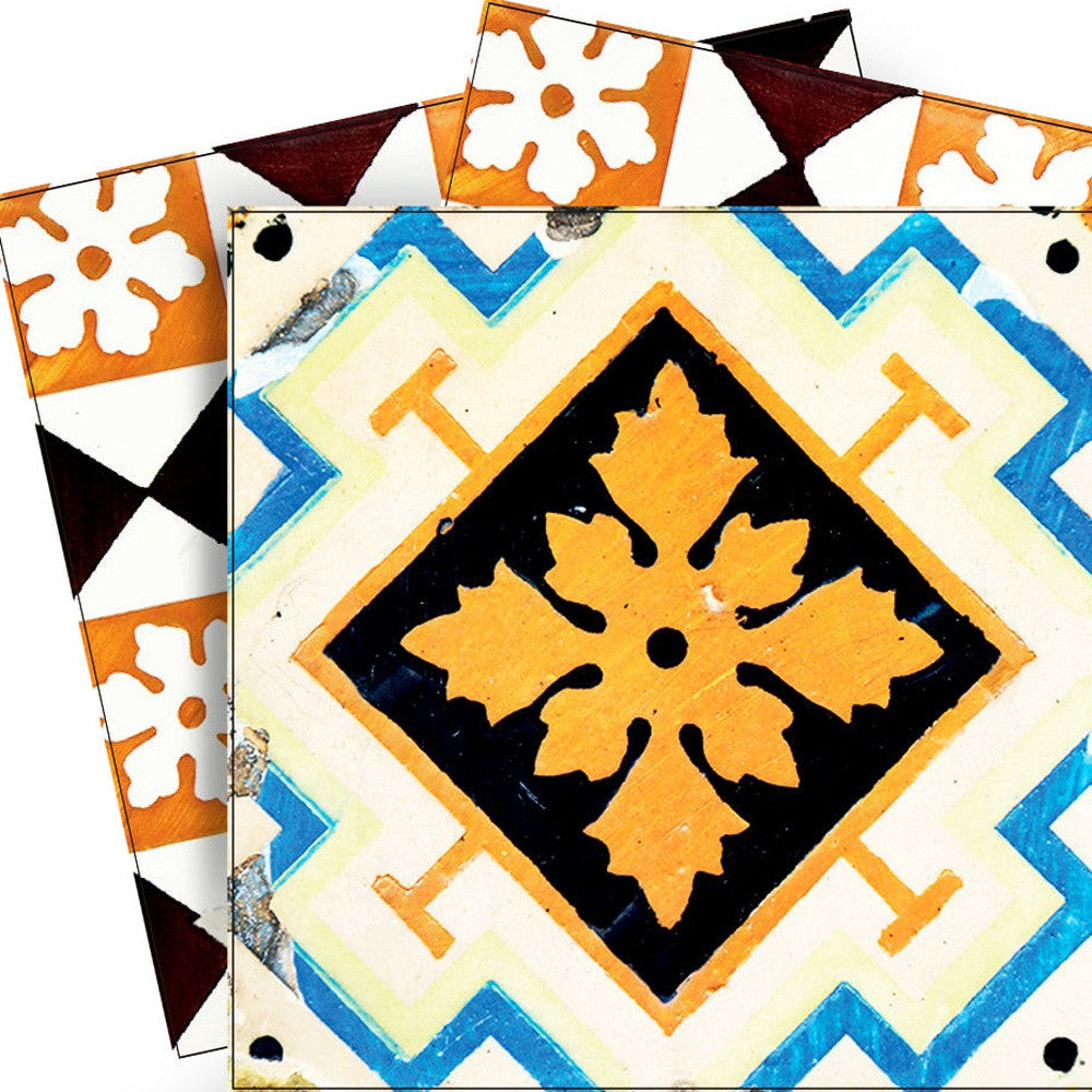 LuxxHomes  4" x 4" Snowflake and Diamond Peel and Stick Removable Tiles