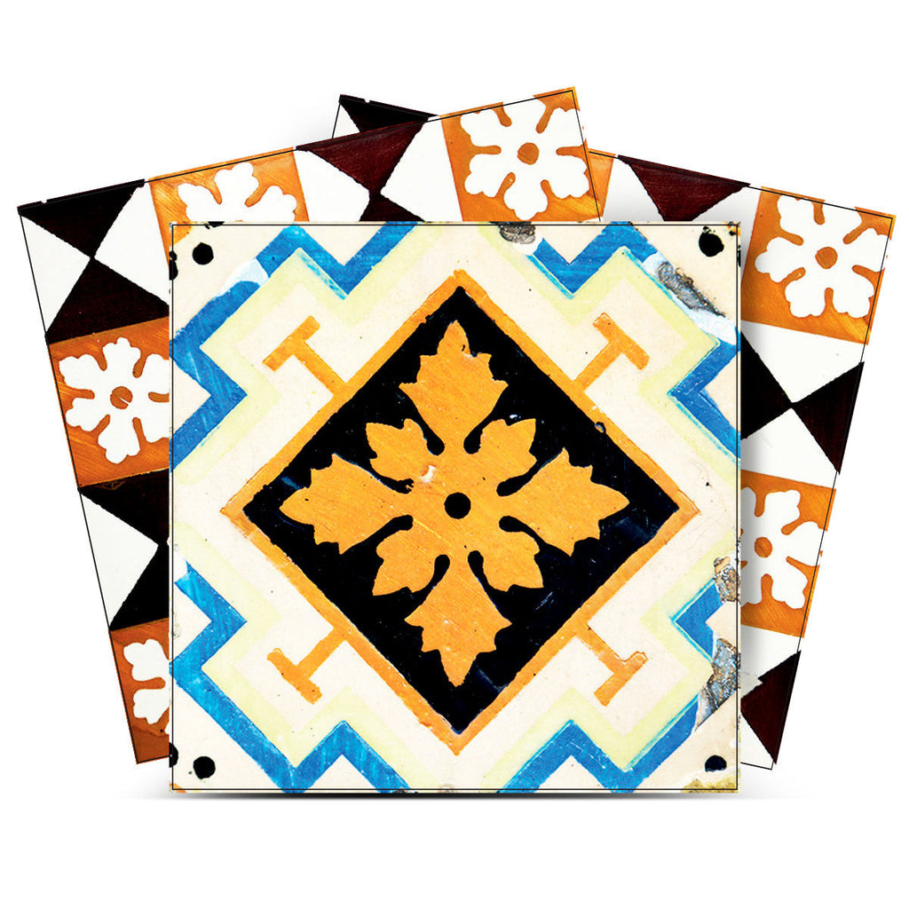 LuxxHomes  4" x 4" Snowflake and Diamond Peel and Stick Removable Tiles