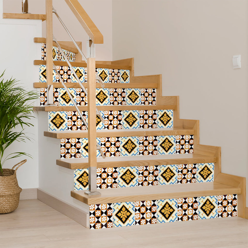 LuxxHomes  4" x 4" Snowflake and Diamond Peel and Stick Removable Tiles