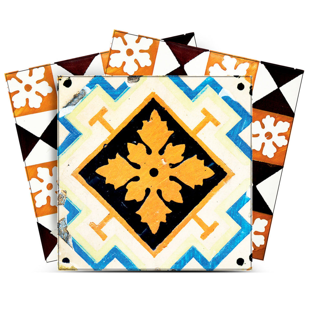 LuxxHomes  4" x 4" Snowflake and Diamond Peel and Stick Removable Tiles